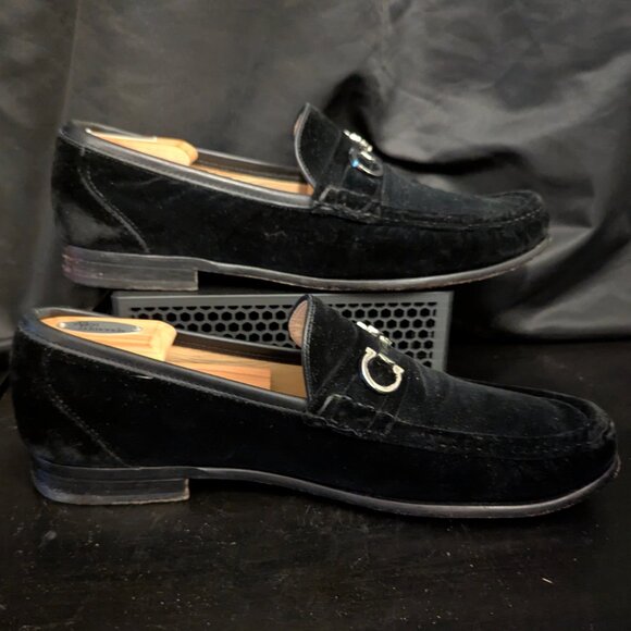 Salvatore Ferragamo Black Velvet Gancini Bit Loafers Men’s Size 11 D main image 7
